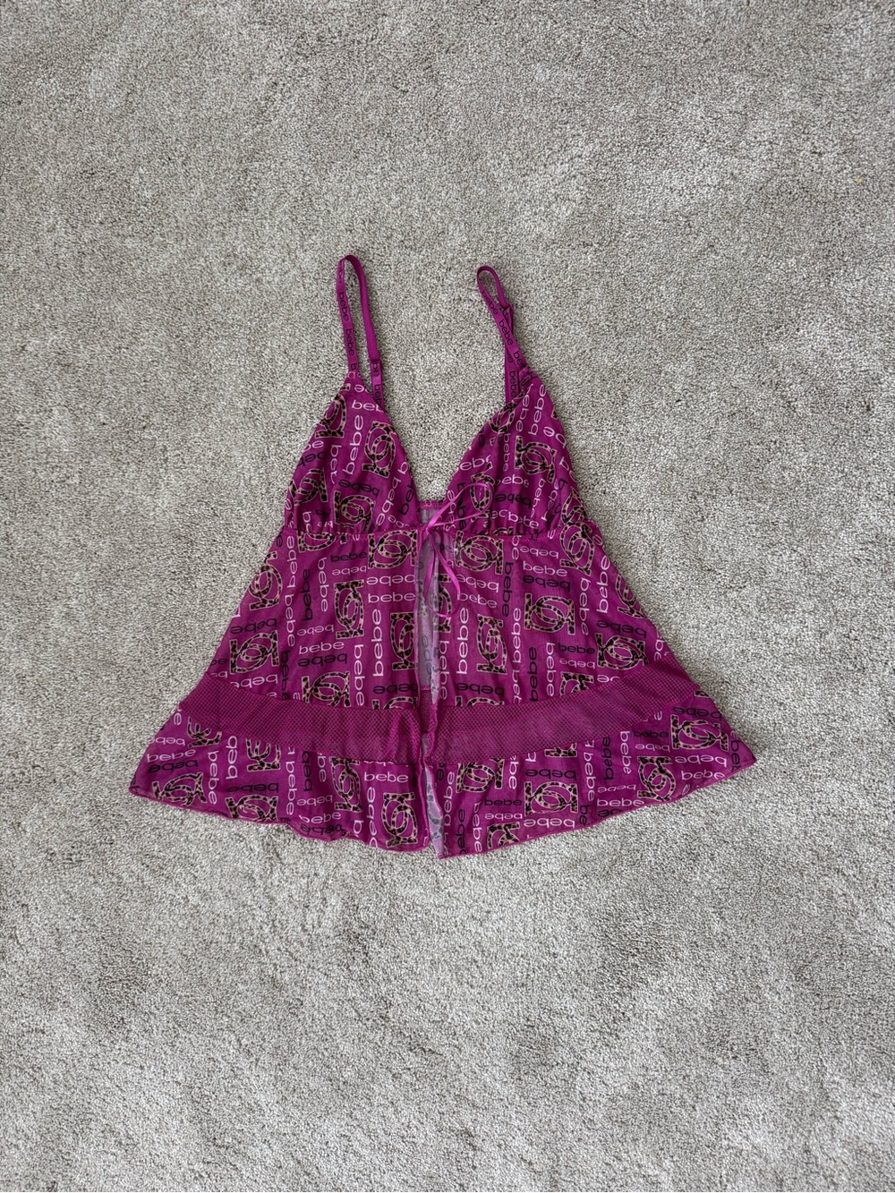 Bebe Y2K Mesh babydoll tank top